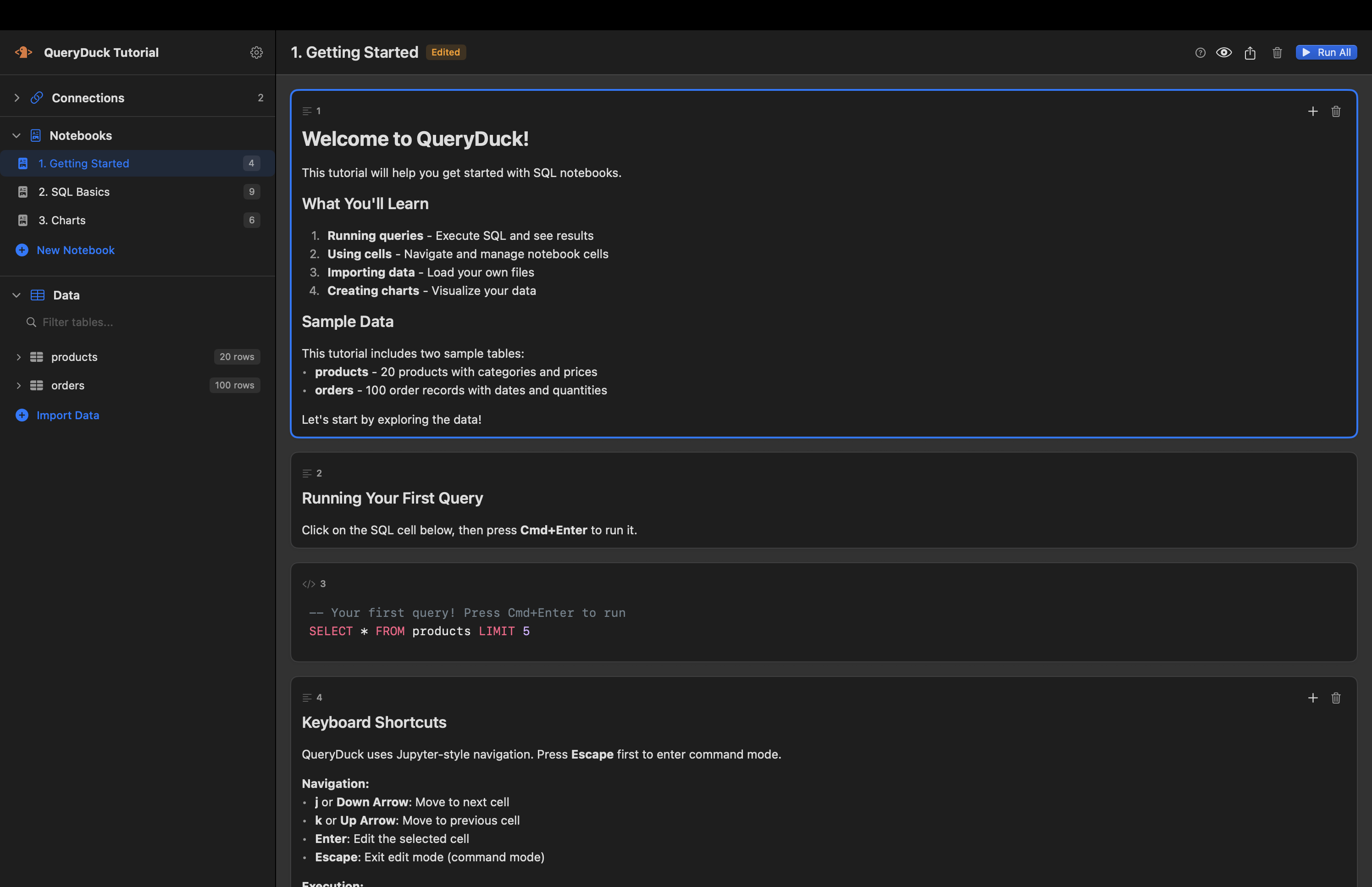 SQL Notebooks screenshot