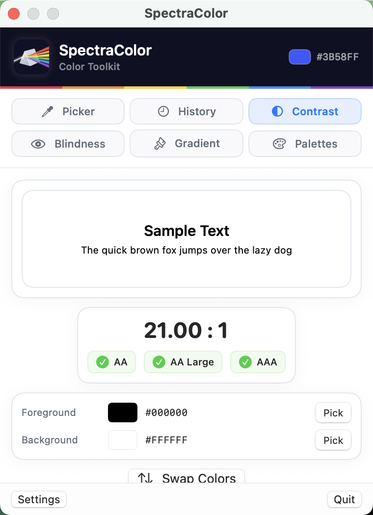 WCAG Contrast Checker screenshot