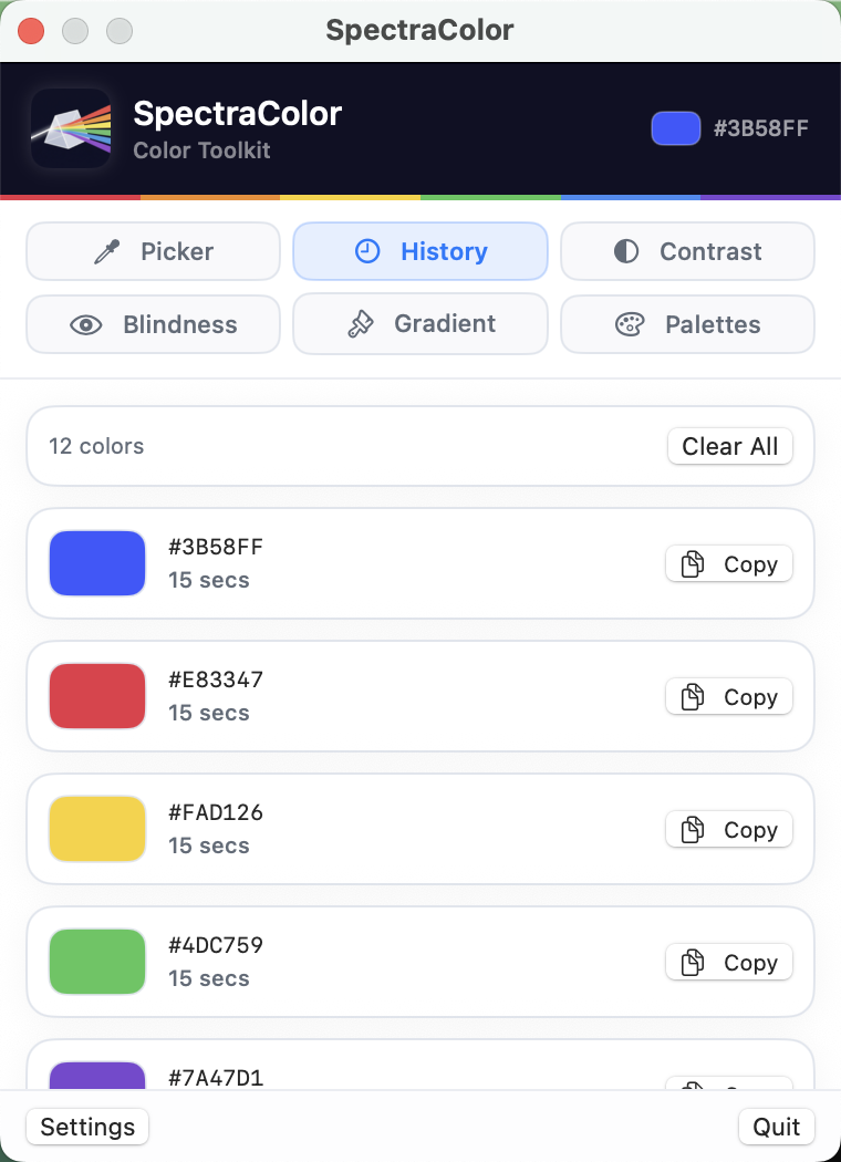 Searchable Color History screenshot
